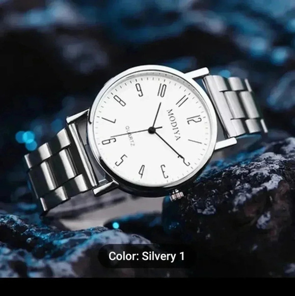 Casual Round Pointer Quartz Watch Stainless Steel Analog..hypoallergenic..NWT - Picture 2 of 3